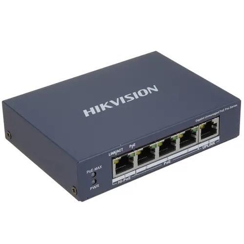 Коммутатор Hikvision DS-3E0505HP-E 5x1000 Мбит/сек, 100 Мбит/сек, неуправляемый