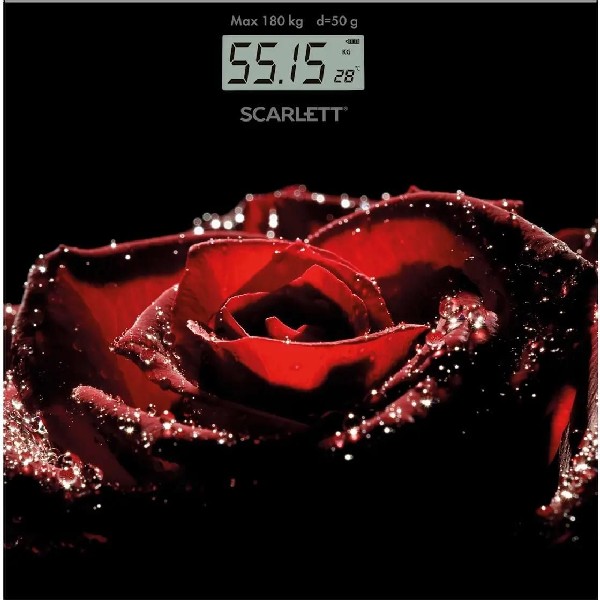 Напольные весы Scarlett SC-BS33E028 до 180кг, черный/красный